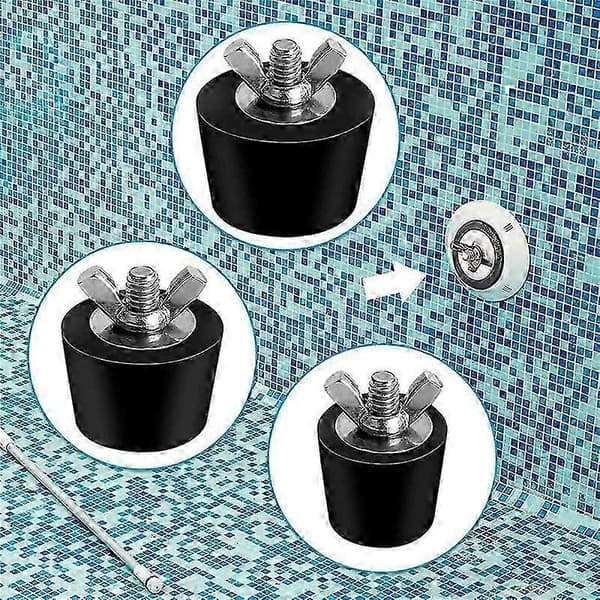 6-pack 3 storlekar poolvinterplugg för poolhål, expansionspluggar för ovanjordspoolskimmer