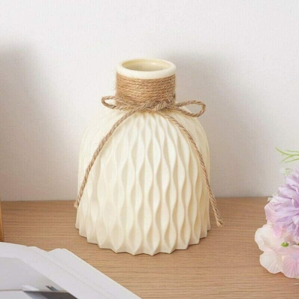 Nordisk Imitation Keramisk Torkad Blomvas, Okrossbar Blombehållare med Fluga, Inredning för Hemmakontor Restaurang - Beige