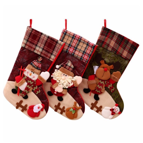 Juldekorationsmaterial Nyårspresenter Jultomte Snögubbe Strumpor Julstrumpor Presentpåse (Två för äldre)
