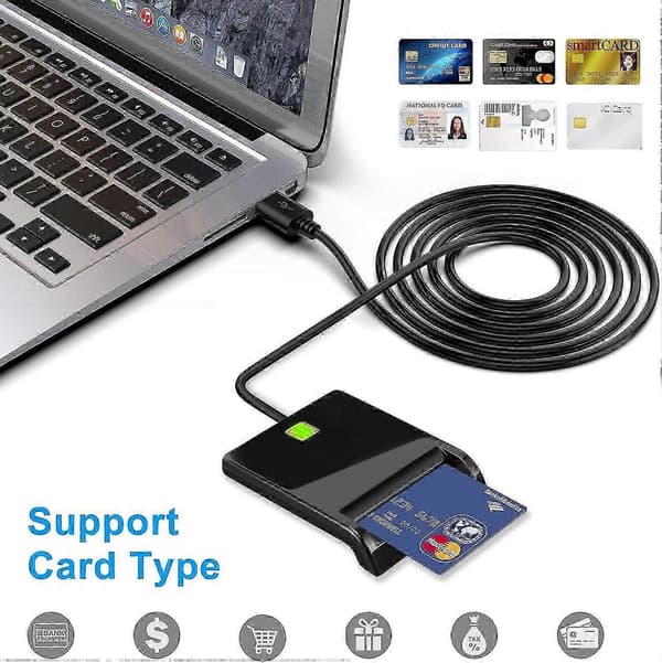 SBSGV CAC-kortlæser Militær, CAC-læser, Smartkortlæser DOD Militær USB Common Access CAC, Kompatibel med Windows, Mac OS og Linux, Plug N Pl