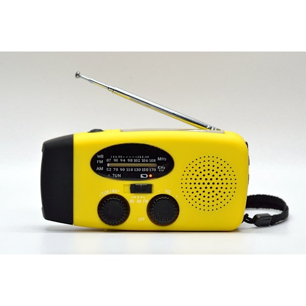 Mini Radio med Handvev och Solcellsladdning med Belysningsfunktion (gul AM/FM/NOAA 1000mah)