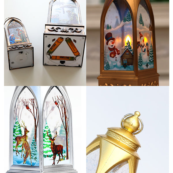 Jul LED Belysning Båge Dörrlykta Nattlampa Jultomte Snögubbe Älg Dekoration Ljus, Snögubbe Stil-Guld (Stor)