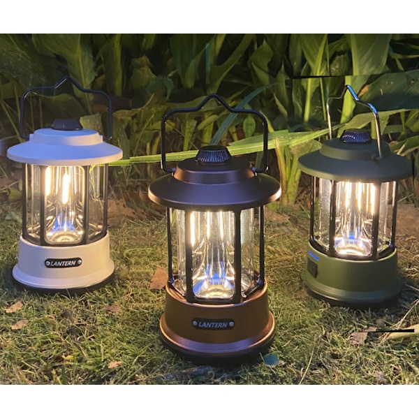 Uppladdningsbara LED Campinglampor Nödljus Tältlampor Retro Portabla Hästlampor för Hemmet (Elfenbensvit)