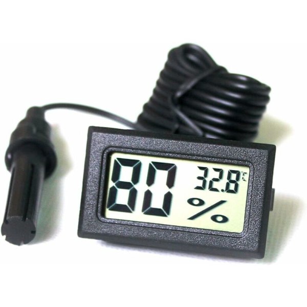 Elektronisk Hygrometer Digital Termohygrometer med Sond FY-12 Celsius Svart