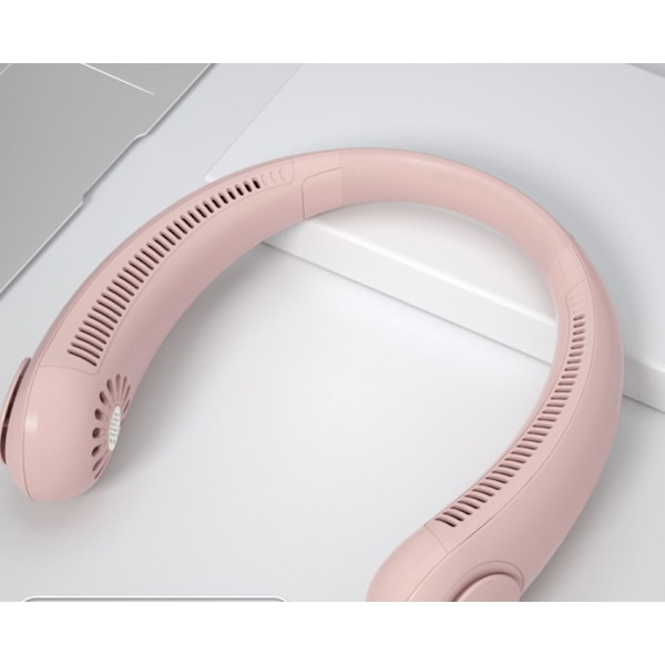 Silent Sports Lazy Fan riippuva kaulatuuletin USB-tuuletin ilman lapaa, kolme nopeutta säädettävissä, Turbo-lataus, riippuva kaulatuuletin (Pinkki)