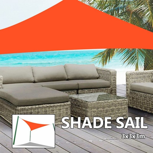 Orange trekantet solsejl L.3 x B.3 m