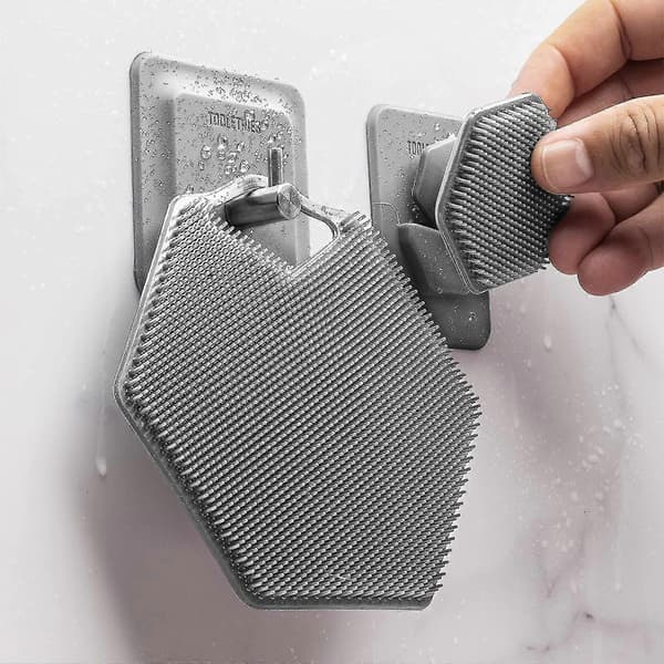 Ergonomisk silikone kropsskrubber til dybderens og eksfoliering i badet gray