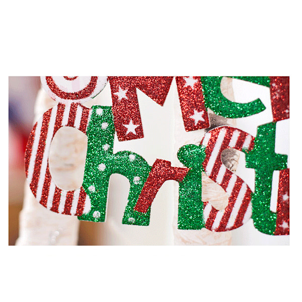 20CM Hyvää Joulua Glitter Kirjainkortti Joulukuusi Garland Koristelu Kirjainkortti (Punainen ja Vihreä)