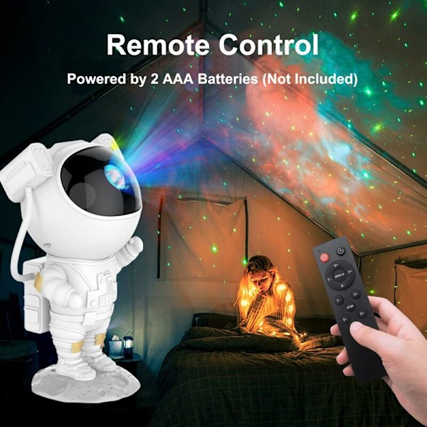 Galaxy Stjernehimmel Projektor med Timer, Astronaut Stjernehimmel Projektionslampe, Natlampe til Børn Voksne, med Fjernbetjening - DKSFJKL