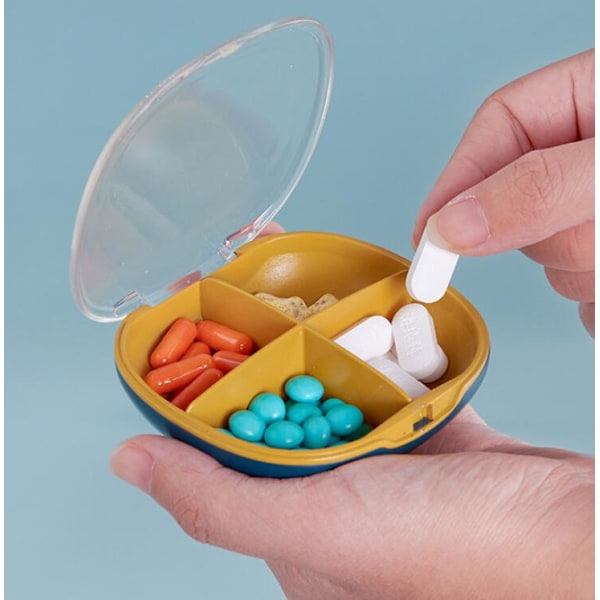 Liten Portabel Transparent Visuell Pillbox * 2 (4 Blå Fack)