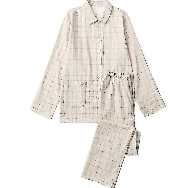Dam Pyjamas Lättviktig Knäppning Dam Pyjamasset Långärmad 100% Bomull