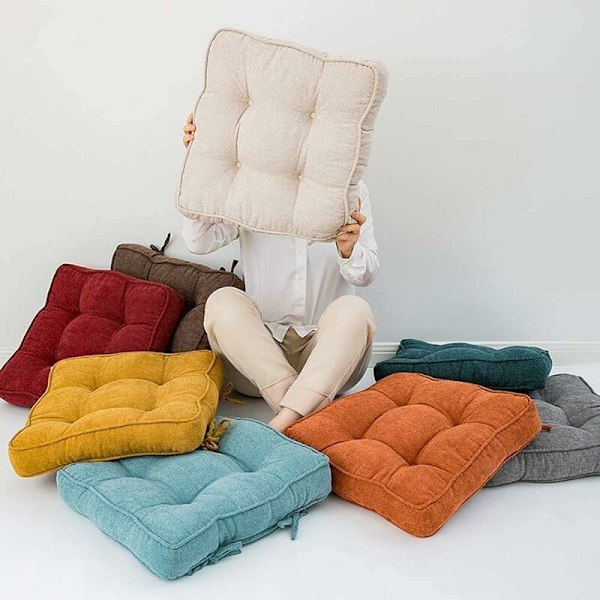 Tatami Siddepude Quiltet Design Firkantet Gulvmåtte Brun 45*45cm Firkantet