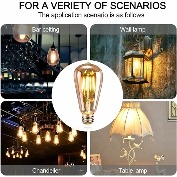 e27 glödlampa energibesparande dekorativ ST64 retro imitation volframtråd led lampa 4w6pcs ST64 4W