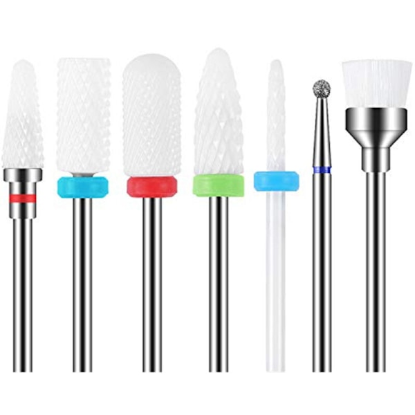 7 st Keramiska Nagelborr Set Professionell Borttagning Akryl Gel Nagelvård Akryl Diamant Karbid Nagelborr Verktyg för Manikyr