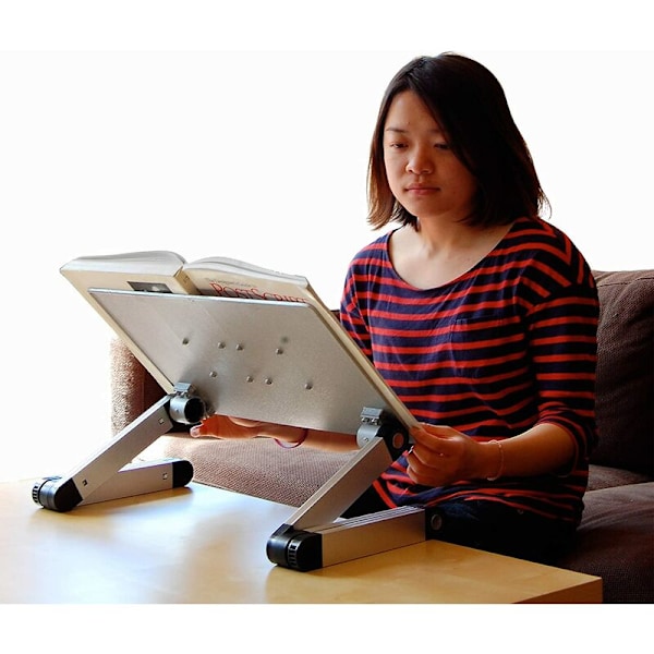 Silvergrått Upphöjt Hopfällbart Laptopbord, 420 Standardventilationshål + Mushållare