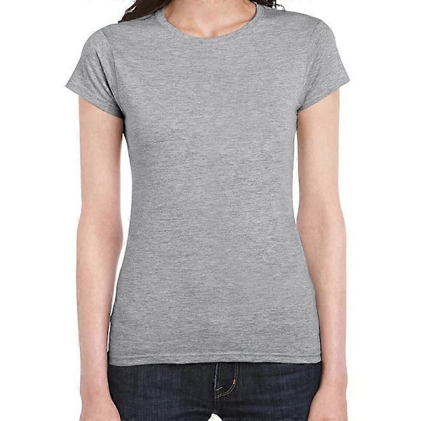Dame Premium Basic T-shirt Blød Bomuld Kortærmet Rund Hals Solid Top M grå grey M