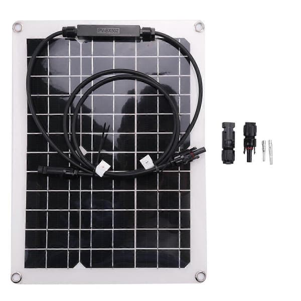 30W Watt Bærbart Monokrystallinsk Solpanel 18V RV Bilbatteri Oplader Sort Black