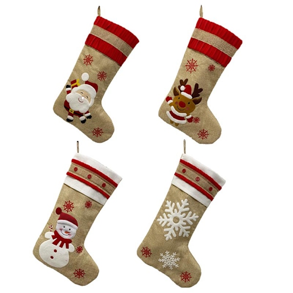 Jutesäckar Julstrumpor, Presentpåsar, Juldekorationer, Julstrumpor, Presentpåsar Julhängen (Snöflingemönster)