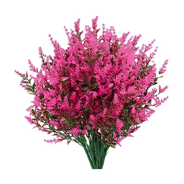 Kunstige lavendelblomster til udendørs dekoration 8 lyserøde spidse lavendelstængler 12#