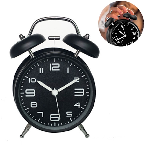 Väckarklocka enkelt ljud studenter kreativ superhög sovsal multifunktionell alarm 4 tum uppgraderad version av det tredimensionella ordet svart