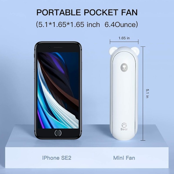 Portabel Fläkt med 4800mAh Powerbank, Max Batteritid 46 Timmar, Batteridriven Handhållen Fläkt, 3 Hastigheter - Vit