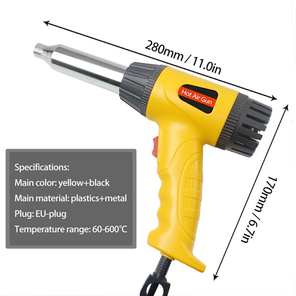 Varmepistol Varmluftmaskine Justerbar Temperatur Svejseanordning 750W Varmluftpistol Automatisk Plastikrør Svejsereparationsværktøj, Flerfarvet