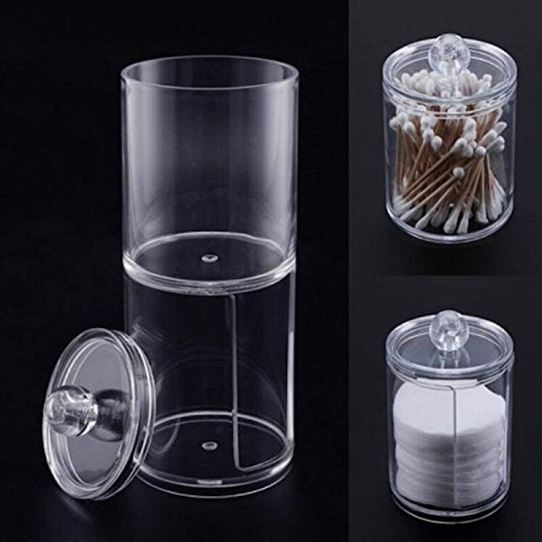 PS transparent plast dobbeltlags to-i-en stabelbar rund kosmetisk vatrondel opbevaringsboks transparent boks 7*7*19.5cm