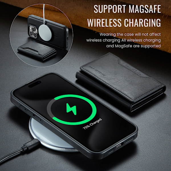 M2 magnetisk pung-etui til iPhone 16 - Sort