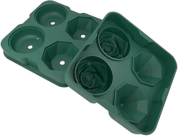 2,5 tommer silikoneisform 2 roser og 2 diamant hulrumsbakke Green