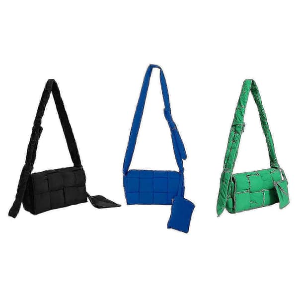 Puffer Vävd Väska Bomull Kassett Vadderade Designer Crossbody Väskor-Utmärkt-Bra
