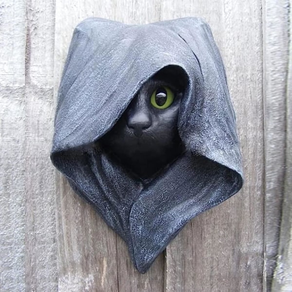 Mystisk Kat Skulptur Resin Håndværk Vedhæng (Grå),