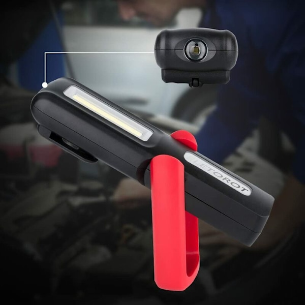 COB Inspektionslampe USB Opladning LED Arbejdslampe med Rød Strømindikator