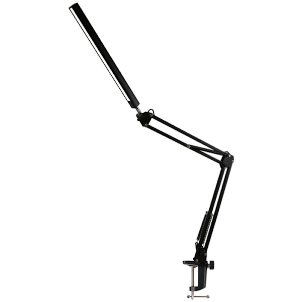 12W Lång Arm LED Skrivbordslampa med Vikbar Läsklämma - Svart