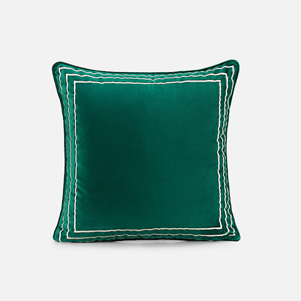Holland Sammet Broderat Kuddfodral, Geometrisk Fyrkant, Modernt Lättviktigt och Lyxigt Soffkuddfodral (Grön, 45*45cm),