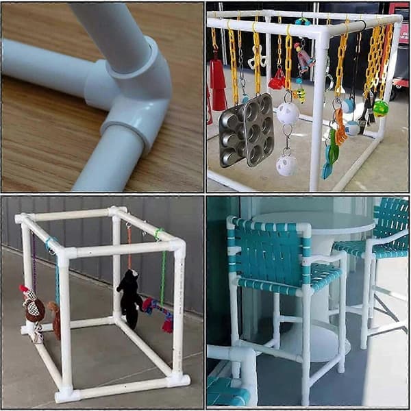 10 stk. PVC-rørfittings 20 mm 5-vejs retvinklet 3-dimensionel albuerørforbindelse til møbler hvid