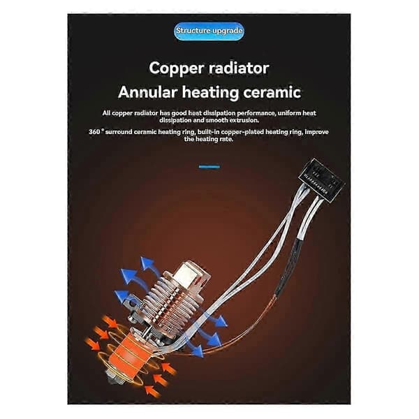 2 stk. til Bambu Lab P1P opgraderet Hotend hurtig udskiftningsdyse cirkulært kobbermateriale radiator til
