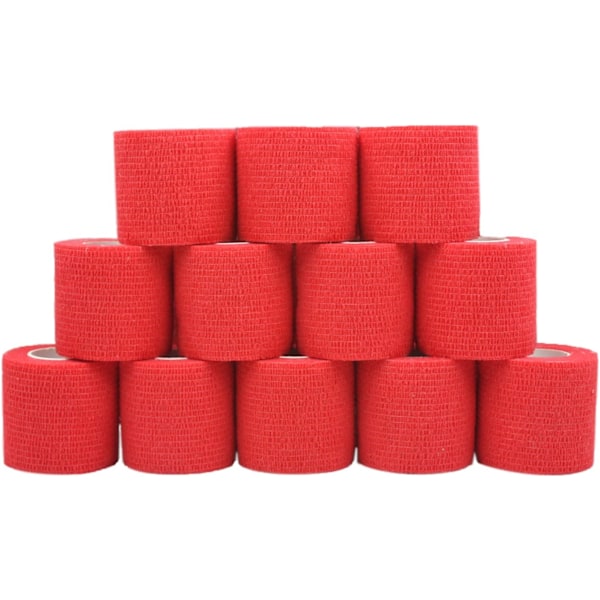 12 kpl Itsekiinnittyviä siteitä Elastiset fleece-siderullat Urheiluteippi Alleray Test Punainen, 5cm