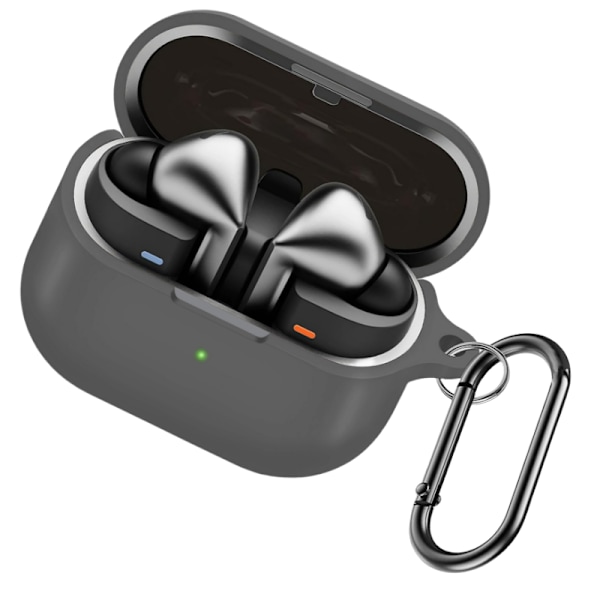 Skyddande silikonfodral för Samsung Galaxy Buds3/Buds3 Pro med karbinhake Grå Grå