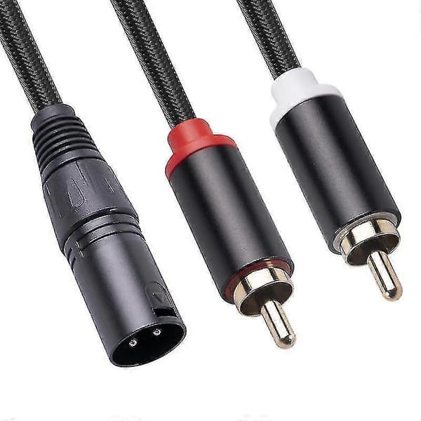 XLR han til dobbelt RCA-kabel A1 3-benet lydkabel til stereo-forstærker sort Black