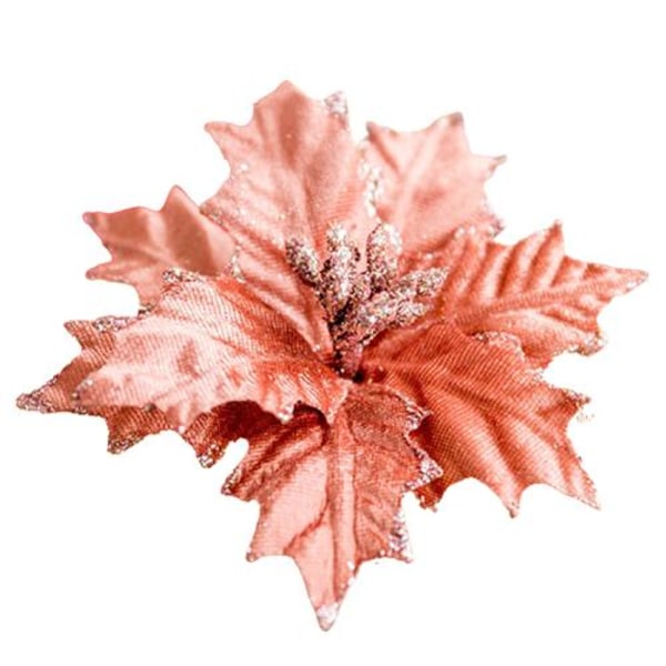 2 stk. Julepynt Pinde Juletræ Rotting Horn Guirlande Dekorativt Tilbehør Jule Simulation Flanell Blomst (Pink Kød)