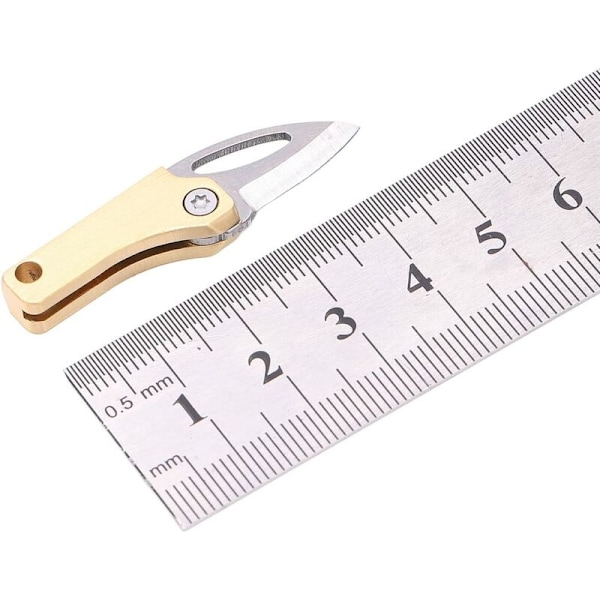 Lille Bærbar Kniv, Mini Messing Multifunktionskniv med Nøgle til Udendørs Camping, (gksf9aq5n7)