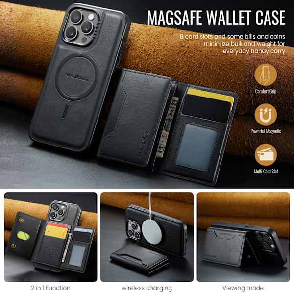 M2 Magnetic Wallet Case för iPhone 16 Pro Max - Svart