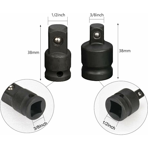-6 kpl Iskuhylsyadapterisarja, hylsyavainadapterit, hylsymuunninreduktioadapterit 6,35 mm, 3/8\", 1/2\", 3/4\"