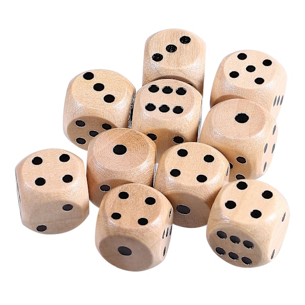 10 st trä tärningar 6-sidiga spel tärningar set D6 trä tärningar mini tärningar bord tärningar spel rekvisita (16mm)