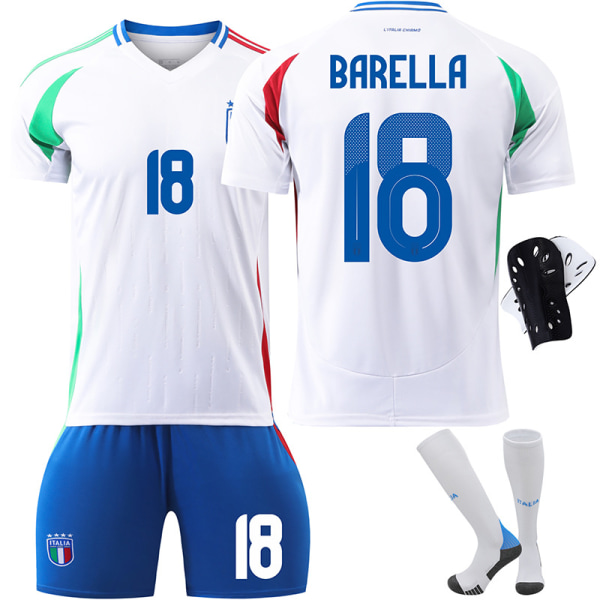 24-25 Italiensk fotbollströja nr 14 Chiesa 18 Barella 3 Dimarco EM-tröjset Home no number + socks 20 yards