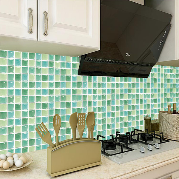3D mosaiikkilaatta tarra tapetti kylpyhuoneen seinäkoriste vihreä Green 30 Pieces
