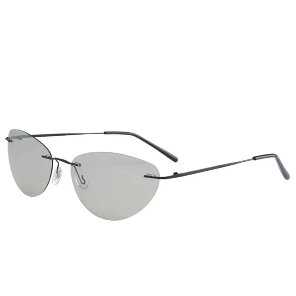 Ultralight Rimless Oval Titanium  Aurinkolasit Rimless Miesten Ajoaurinkolasit Yöllä Näkemisen Lasit Gunmetal grey film frameless