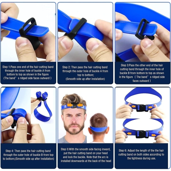 Halsbarberingsmal og frisyreguide, justerbar buet slitesterk silikonhårbånd for DIY-frisyrer Tone og avsmalnet guide for hårklipp Blue