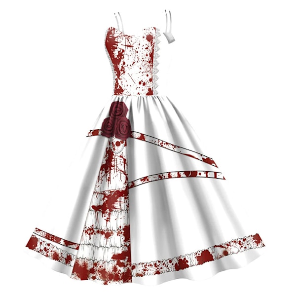 Naisten Halloween-mekko Vintage Swing Mekko Valkoinen White XL