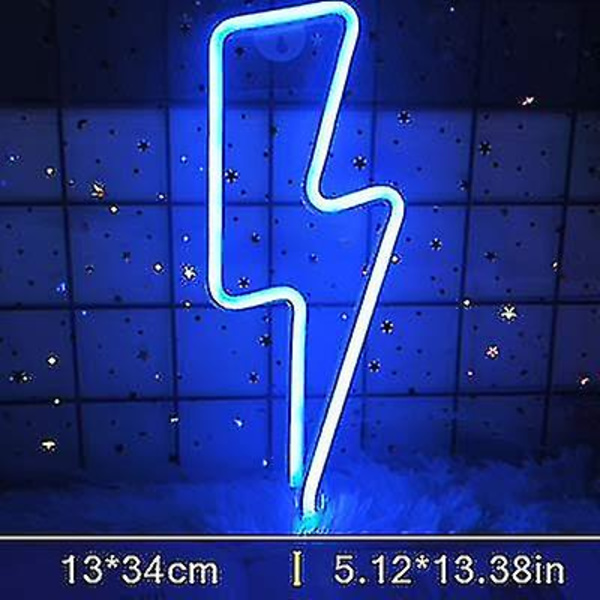 Neon skylt blixt LED neon vägg nattljus batteri Lightning1-Blue